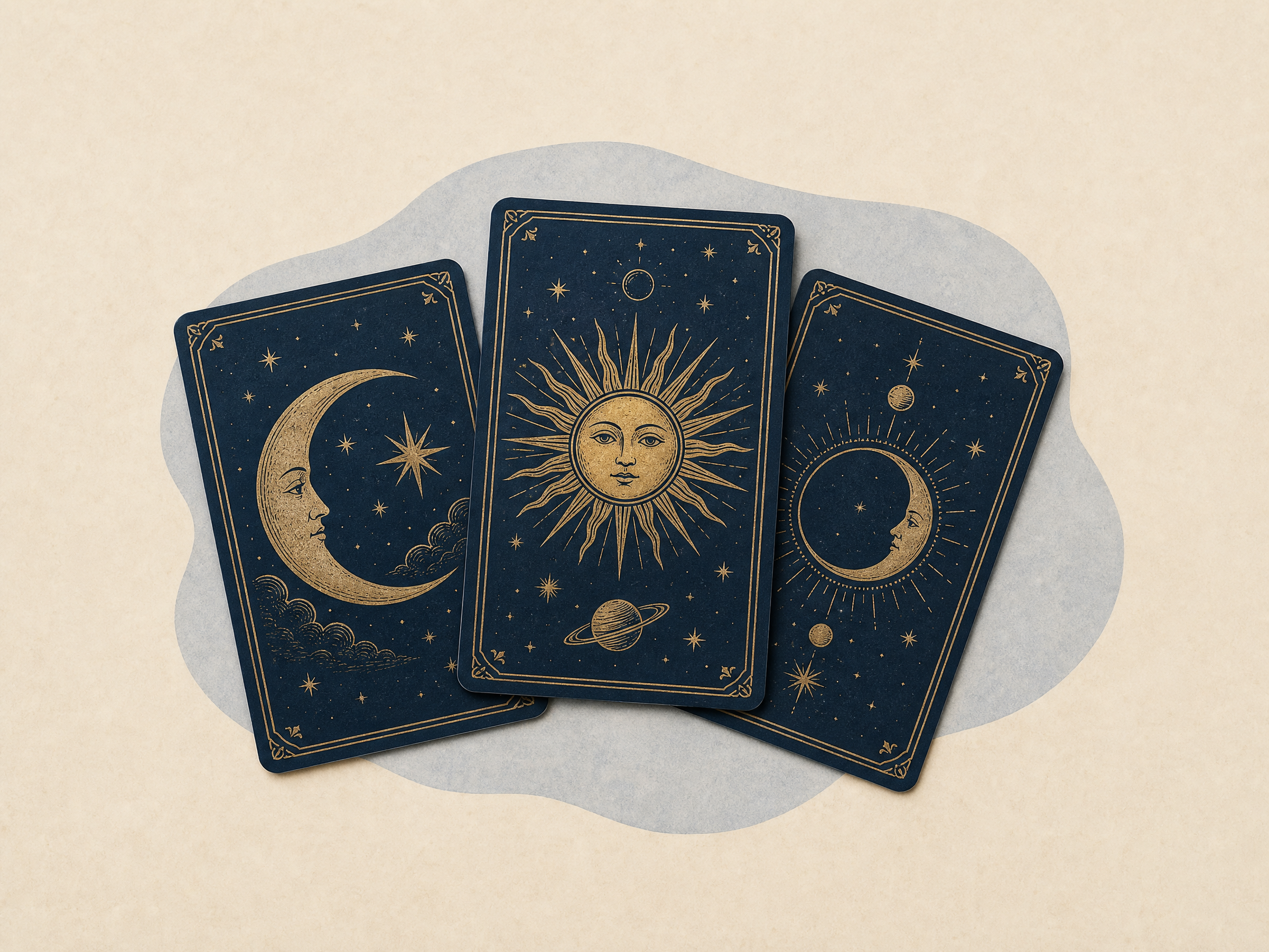 Blue and gold love tarot cards